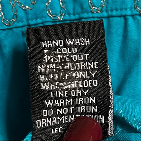 BCIH Boho Tunic Top Beaded Sequins Embellished Blue Hippie Festival Fairy Y2K LG - Picture 13 of 13